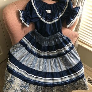 Navy Two Piece Square Dance Skirt Set
